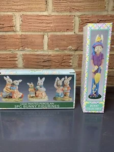 World Bazaars Inc Easter Rabbit Bunny Porcelain Figures Decor Egg - Picture 1 of 13