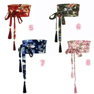 Japanese Hekoobi Yukata Waistband Obi Kimono Belt Tassel Vintage Floral - Image 1 of 4