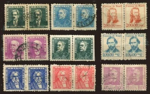 #63109 Brazil. Lot of 9 pairs used stamps (historical figures) - Picture 1 of 1