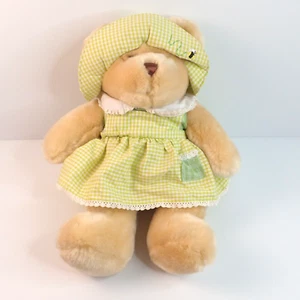 Walmart 18 Zoll Teddybär grün Gingham Kleid & Hut bestickt Biene Plüschpuppe - Bild 1 von 8