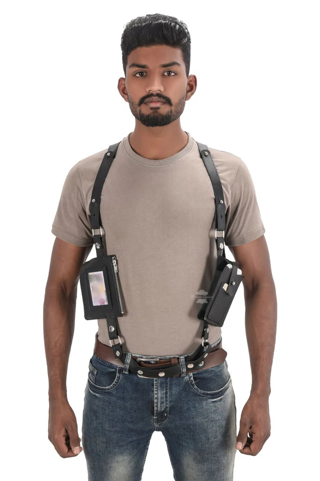 Men's Anti-Theft Hidden Strap Wallet Real Leather Underarm Pocket Phone Holster