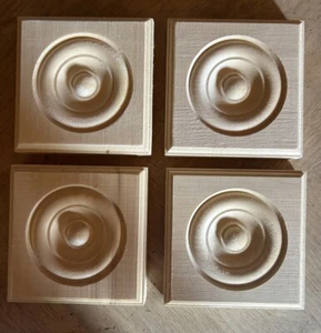 "Roseta cuadrada de madera dura 4 molduras ornamentales Bullseye de 4,5"", puede pintar o manchar" - Imagen 1 de 2