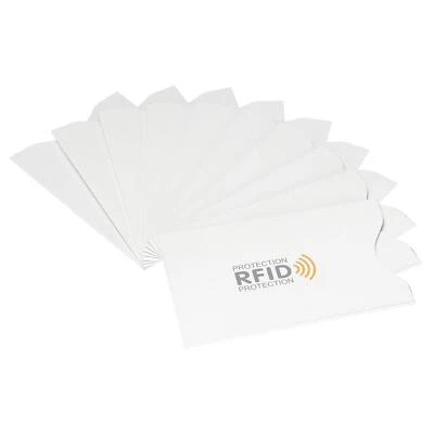 RFID Horizontal Bloqueo Crédito Tarjeta Fundas,10 Paquetes Sin Contacto,Blanco - Imagen 1 de 4