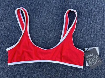 IT’S NOW COOL The 90’s Duo Crop Bikini Top Medium NWT Red White Contrast - Imagem 1 de 4