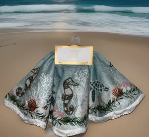 COASTAL COLLECTION BEADED CHRISTMAS SEAHORSE TABLE TREE SMALL 22”TREE SKIRT NWT - Picture 1 of 13