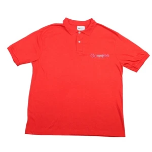 Vintage Hanes Mens Large 2 Button 50/50 Red Polo Shirt Made USA Preppy Shirt - Picture 1 of 9
