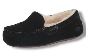 UGG ANSLEY Black Real Shearling Lined Driving Moccasin Shoes US 7 / EU 38 / UK 5 - Picture 1 of 11