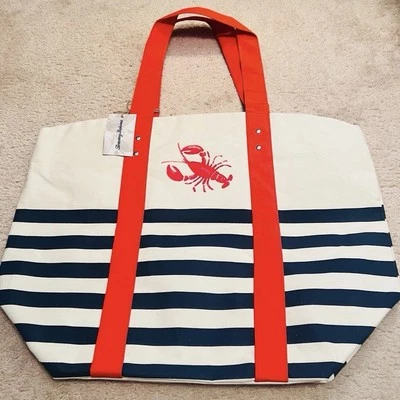 NWT Tommy Bahama Lobster Striped Reusable Tote Bag XL Beach Travel Nautical - Image 1 of 4