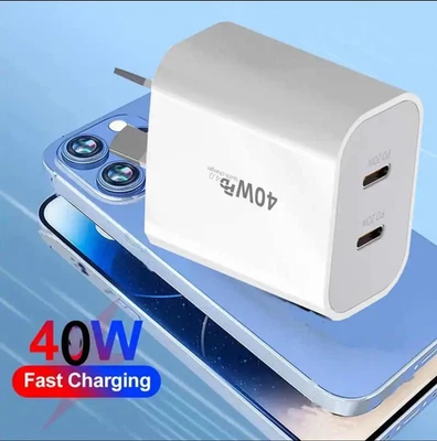 40W DUAL USB-C PD Fast Charging Wall USB C Charger Power Adapter Type-C Brick AU - Image 1 of 4