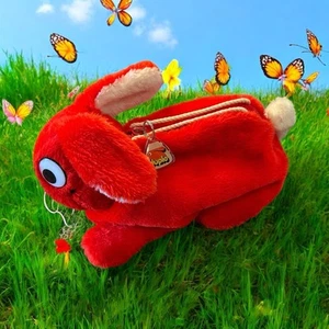 Vintage Lego Duplo Logo Plush Red Bunny Rabbit Stuffed Animal Zip Bag Carrier 84 - Picture 1 of 15