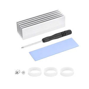 Dissipateur thermique aluminium ton argent 70x22x20mm avec outils et 1 tampon thermique prédécoupé - Photo 1/5