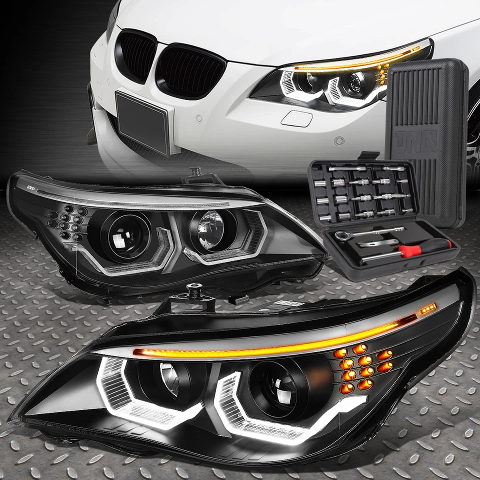 PARA 04-07 BMW E60 SERIE 5 3D LED U-HALO PROYECTOR FAROS + JUEGO DE HERRAMIENTAS NEGRO Foto 1 de 4