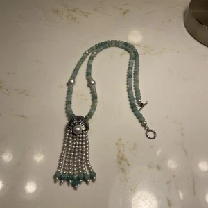 Mignon Faget Amazonite & Swarovski Pearl Sea Urchin Tassel Necklace - Imagen 1 de 9