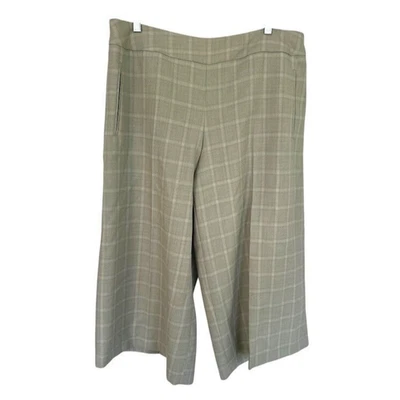Pantalones cortos de lana Harve Bernard vintage de pierna ancha a cuadros verde tostado talla 14 académicos Foto 1 de 4