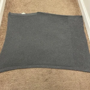 Eileen Fisher Ribbed Asymmetrical Poncho One Size Gray - Picture 1 of 4