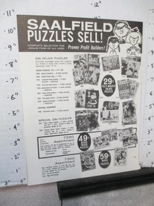 Saalfield 1960s ad sheet PUZZLES Santa Claus cowboy Marineland Lockheed plane 31 - Picture 1 of 4