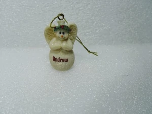 Ganz "ANDREW" personalisierter Engel Schneemann Weihnachtsschmuck Glitzer Flügel 1,75" - Bild 1 von 6