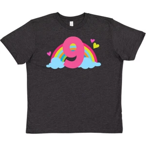 Inktastic 9th Birthday Rainbow 9 Year Old Youth T-Shirt Happy Ninth Nine Pink - Picture 1 of 6