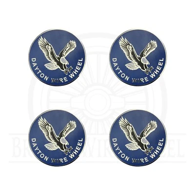 Eagle Chrome & Blue Metal Wire Wheel Chip Emblems | 2.25" | Set or Single - Image 1 of 4