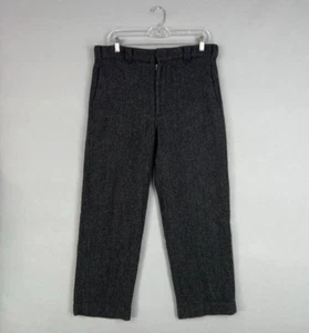 Vintage Woolrich Pants Mens 32 Gray Herringbone Wool Hunting Trousers Grandpa - Picture 1 of 16