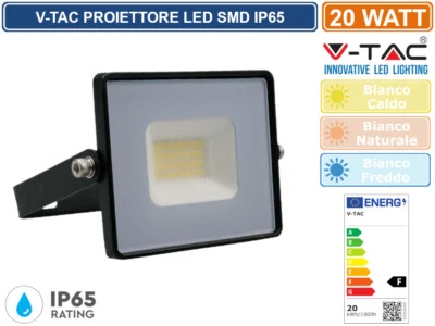 V-TAC VT-4021 FARO LED FLOODLIGHT 20W SMD SLIM IP65 NERO - Immagine 1 di 2