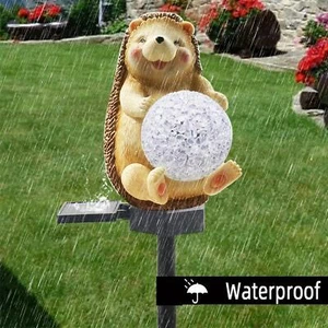 Statue Garden Hedgehog Resin Solar Medium Modern Novelty Multicolor Weatherproof - Picture 1 of 6