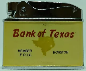 Accendino pubblicitario piatto Bank of Texas made in Japan - Foto 1 di 3