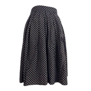Falda Negra Estampado Pequeño Cintura Elástica Hasta la Rodilla Plisada Bolsillos Frontales S/M - Imagen 1 de 6