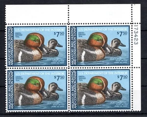 Sellos de pato de Estados Unidos - Scott 1979 # placa RW46 # bloque de 4 (D94) - Imagen 1 de 1
