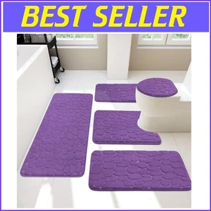 Elegant 5-Piece Rectangular Bath Rug Set - Water Resistant, Non-Slip Design - Picture 1 of 8