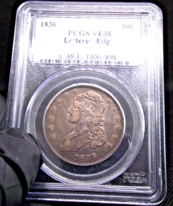 PCGS 1836 VF-35 Capped Bust Half Dollar Niceley Toned O/R. - Picture 1 of 6