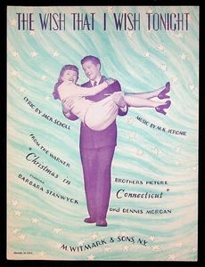 1945 Christmas in Connecticut - Barbara Stanwyck Dennis Morgan Movie Sheet Music - Picture 1 of 3