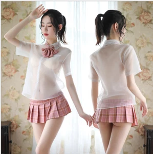 Kostüm Minirock Set Sexy Damen Schulmädchen Uniform Kostüm Club - Bild 1 von 15