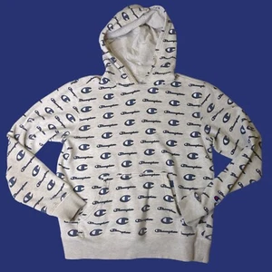 Champion Youth Boys Large Gray and Blue All Over Print Hoodie Sweatshirt - Picture 1 of 6
