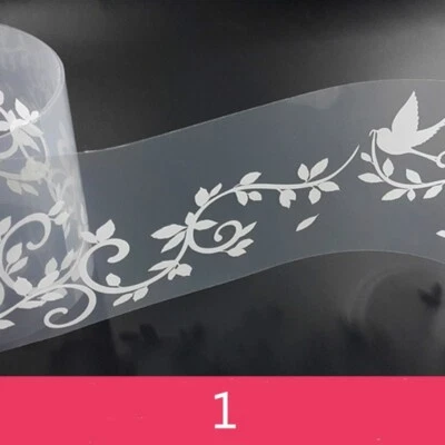 Pegatina transparente para puerta ventana zócalo borde decoración floral vidrio película impermeable coser Foto 1 de 4