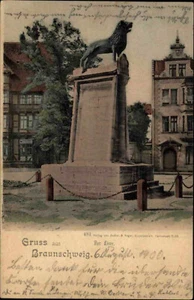 Postal antigua de Brunswick 1900 monumento león postal usada n / Ilmenau (sello A) - Imagen 1 de 2