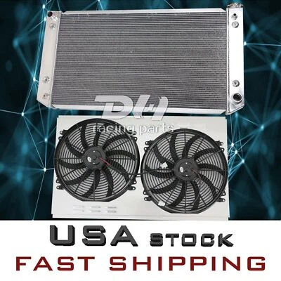 CC1696 3 filas radiador + cubierta + ventilador para Chevrolet C/K 2500 3500 1988-2000 7,4 L Foto 1 de 4