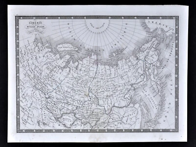 Mapa Monin 1839 Siberia Rusia en Asia Océano Ártico Alaska China Polo Norte Foto 1 de 3