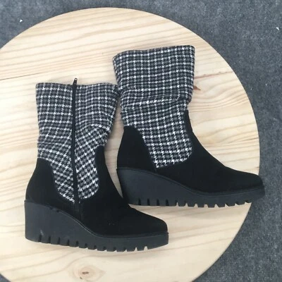 Botas Muk Luks para mujer 7,5 Vermont Stowe invierno negras cómodas informales tacones de cuña Foto 1 de 4