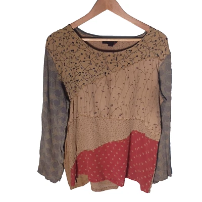 Blusa Para Mujer Y2K Talla Grande Marrón Hada Grunge Goblincore Gasa Retazos Foto 1 de 4