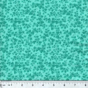 Tessuto 100% cotone tonale fogliame mini vite blu caraibico venduto da 1/4 di iarda - Foto 1 di 1