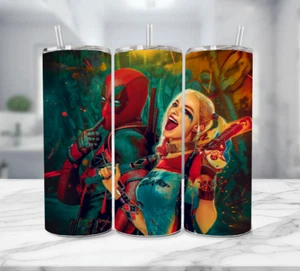 Vaso Harley Quinn de acero inoxidable multicolor con pajita (20 OZ) - Imagen 1 de 4