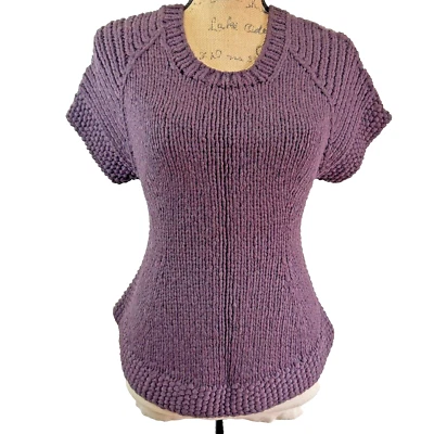 Suéter tejido cuello redondo manga gorra púrpura Theyskens' Theory para mujer talla S/M Foto 1 de 4