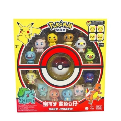 12pcs Pokemon Pikachu Figures Toys Doll Poke Ball Face-changing Pocket Monster