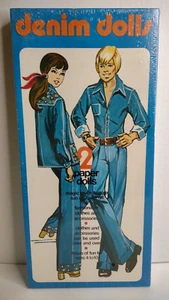 Bambole denim vintage 1974 bambole di carta con tocco magico nuove in scatola. - Foto 1 di 4