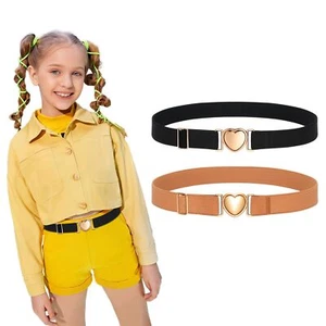 2 Pack Kids Elastic Stretch Belts Girls Belts Adjustable Toddler Belt Heart B... - Picture 1 of 8