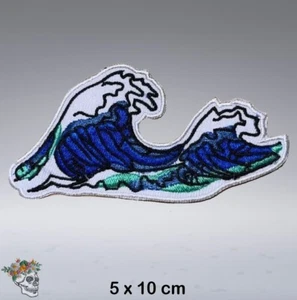 Sea Wave, Ocean Wave Badge, Surf Wave, Embroidered iron / Sew On Patch - Picture 1 of 1