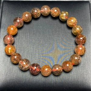 9,5 mm natürliches seltenes rotes Kupferquarz Kristall Perlen Armband C742 - Bild 1 von 7