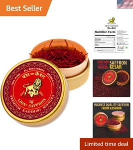 LION SAFFRON Grade A+++ Premium Pure All Red Kashmiri Saffron for Cooking, Te... - Picture 1 of 9