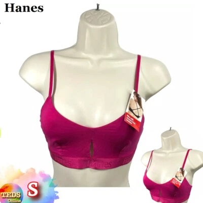 Nuevo con etiquetas Bralette corto Hanes para mujer S Originals SuperSoft Scoop recortado MH0112 rojo Foto 1 de 4